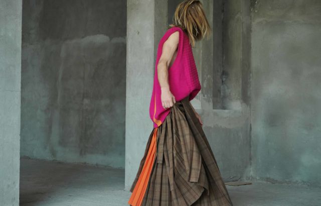Arthur Bernad Bazin Pleated Skirt Checks 2 - LR3
