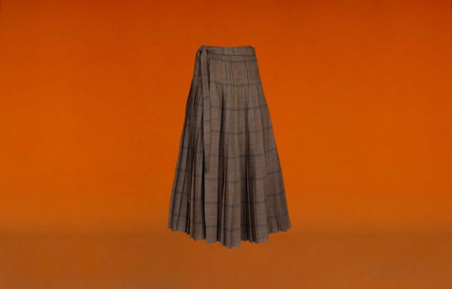 Monsieur Orange Pleated Skirt Checks 2 - LR3